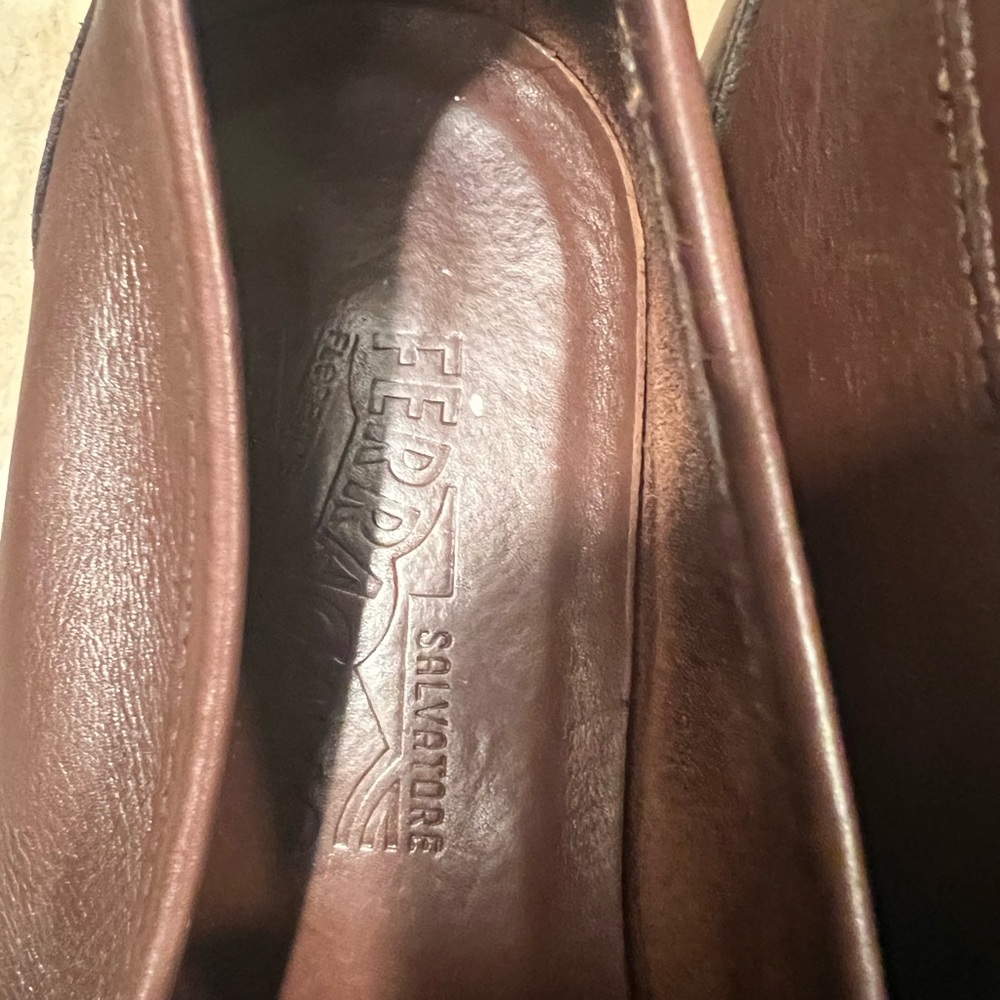 Salvatore Ferragamo Brown Leather Loafers with Silver Accents - Picture 8 of 8